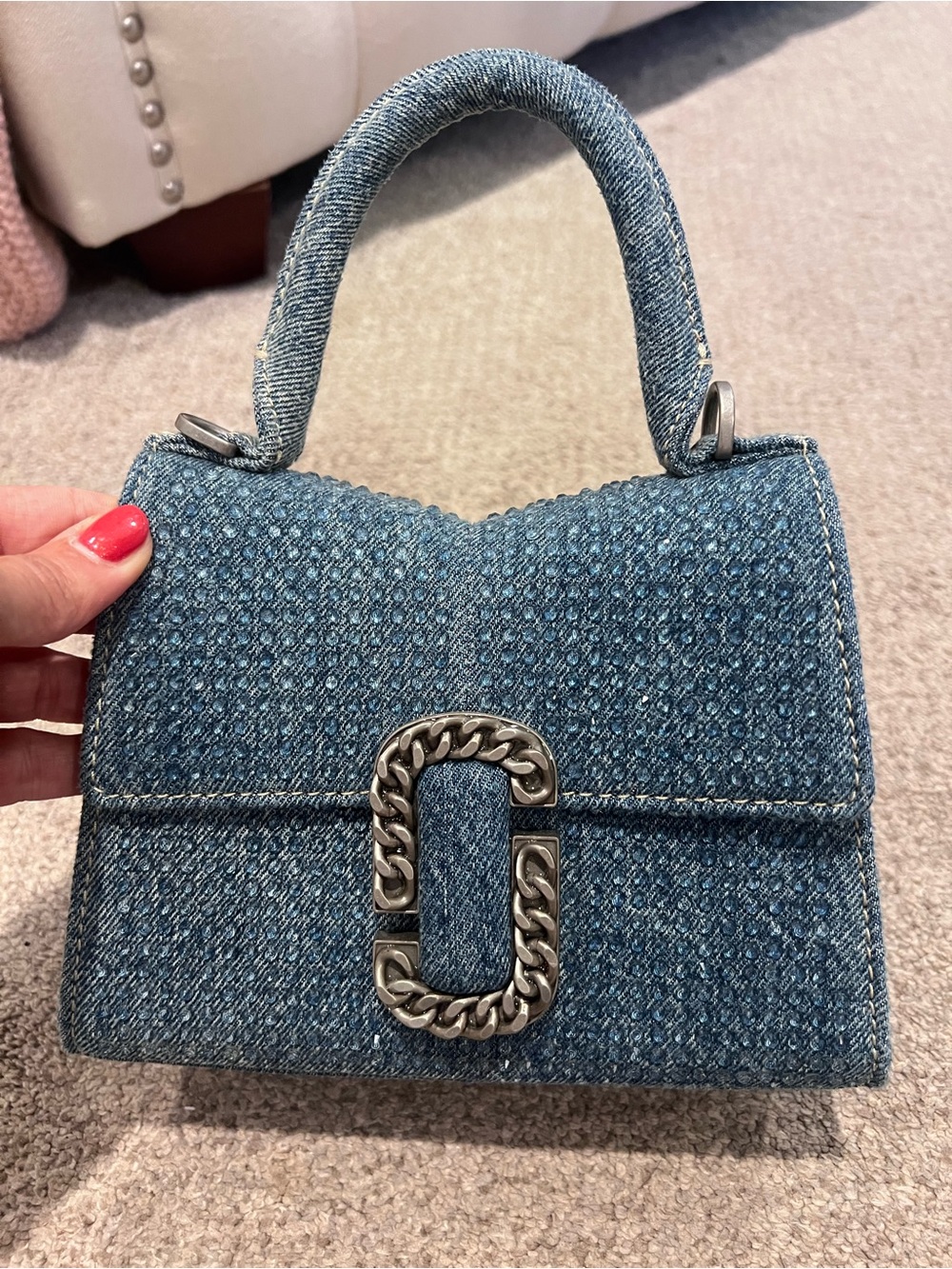 Marc Jacobs J Marc denim top handle Crossbody bag blue